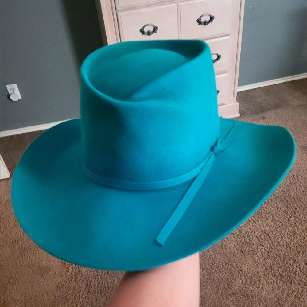 Teal western hat
